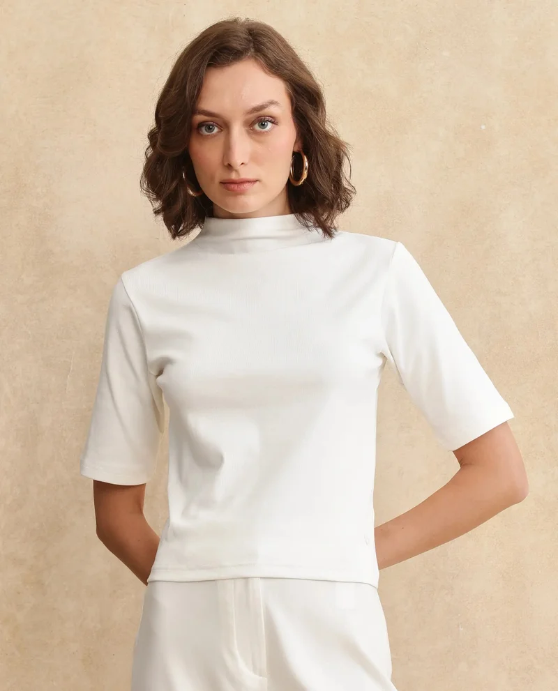 Rareism Rareism Women Rohdrio Off White Knitted Plain Top