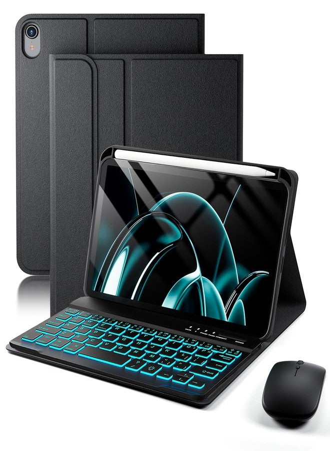 SAMTUNK for iPad mini 7 (2024) & Mini 6 (2021) Case with Keyboard for iPad mini (A17 Pro) 7th 6th Generation 8.3" - Rainbow Backlit Keyboard Case - Built in Pencil Holder with Mouse - Black - Image 1
