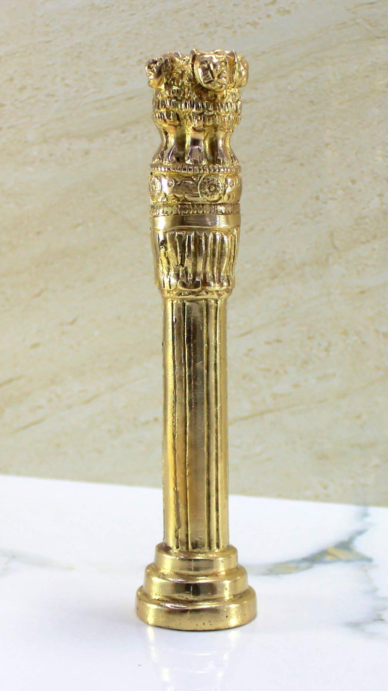 ستونكرافت Stonkraft 7.5 "" النحاس Ashok Sthambh/Ashoka Stambh (Stoop) عمود Memento تمثال مونتيو الهندي - هدية للمنزل ديكور (ديكور) تزيين طاولة المكاتب - Image 1