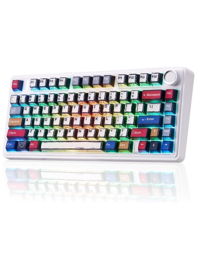 AULA F75 لوحة مفاتيح ميكانيكية للألعاب بتقنية RGB ثلاثية الوضع مع مقبض تحكم وغطاء مفاتيح كوميكس، مفاتيح قابلة للتبديل الساخن – للكمبيوتر الشخصي/ماك/المكتب - Image 1