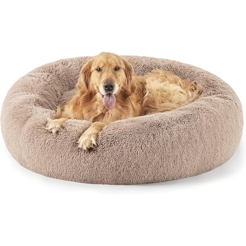 ZEXSAZONE Summer Round Donut Pet Bed for Cats and Puppies Dogs Mat, Cozy and Plush, Raised Bedside Support, Both Sides Use Like 2 in One Washable, Sizes for Small, Medium, and Large Pets Brown - Image 1