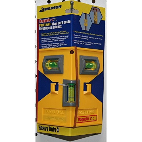 Swanson Tool Co. , Inc Swanson Tool Co PL001M Magnetic Composite Post Level, Yellow, Includes Elastic Loop for Hands-Free Work and 3 Vials for Easy Plumb and Level Reads - Image 3