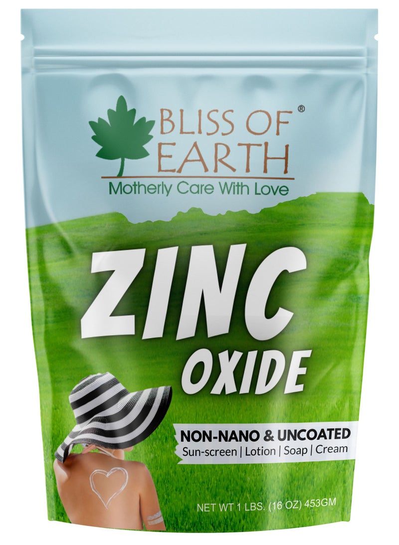 BLISS OF EARTH Bliss of Earth 16oz Zinc Oxide Powder Non-Nano & Uncoated for Skin, Face, Cosmetic & DIY Product 453Gm - Image 1