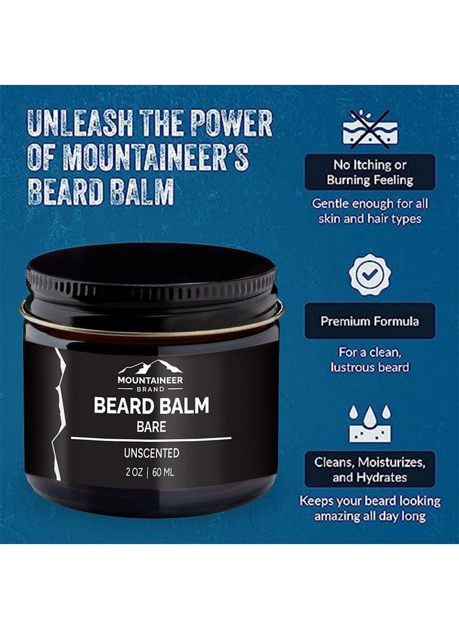 mountaineer brand - Beard Balm For Men All Natural Leavein Conditioner To Moisturize Dry Itchy Skin Beard Butter Hydrates Softens And Tames Flyaway Hair Adds Shine Bare (Unscented) 2Oz - Image 1