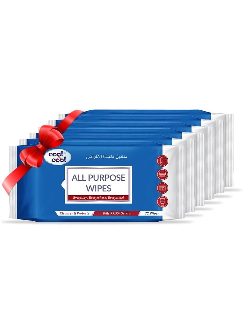 Cool & Cool All Purpose Wipes 6 x 72 Wipes  - Image 1