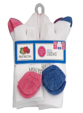 Fruit of the Loom girls 10-pair Everyday Soft Crew Casual Sock, White Multi, Medium - pzsku/Z8C113EB41FFC62C3097BZ/45/_/1692875553/8da58b69-edff-4868-8309-178ef2b563d2