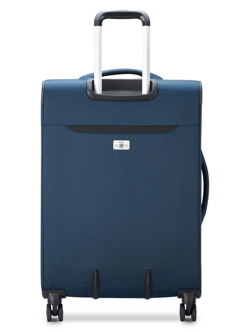 DELSEY Paris Sky Max 2.0 70.5cm Softcase 4 Double Wheel Expandable Check-In Luggage Trolley Blue - 00328482002Z9