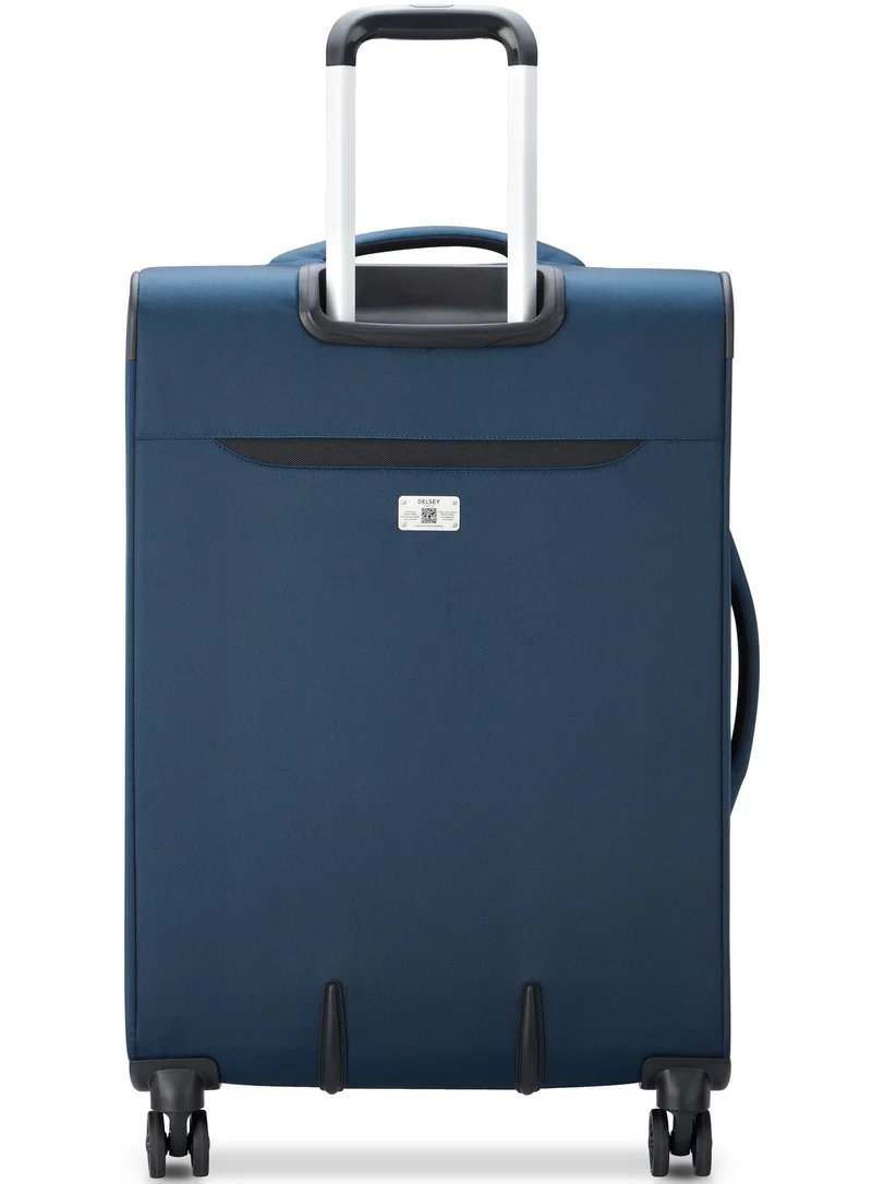 DELSEY Paris Medium Sky Max 2.0 Medium 70 Cm Softside 4-Double Wheeled Expandable Check-In Luggage Trolley - Blue  | Best Price UAE
