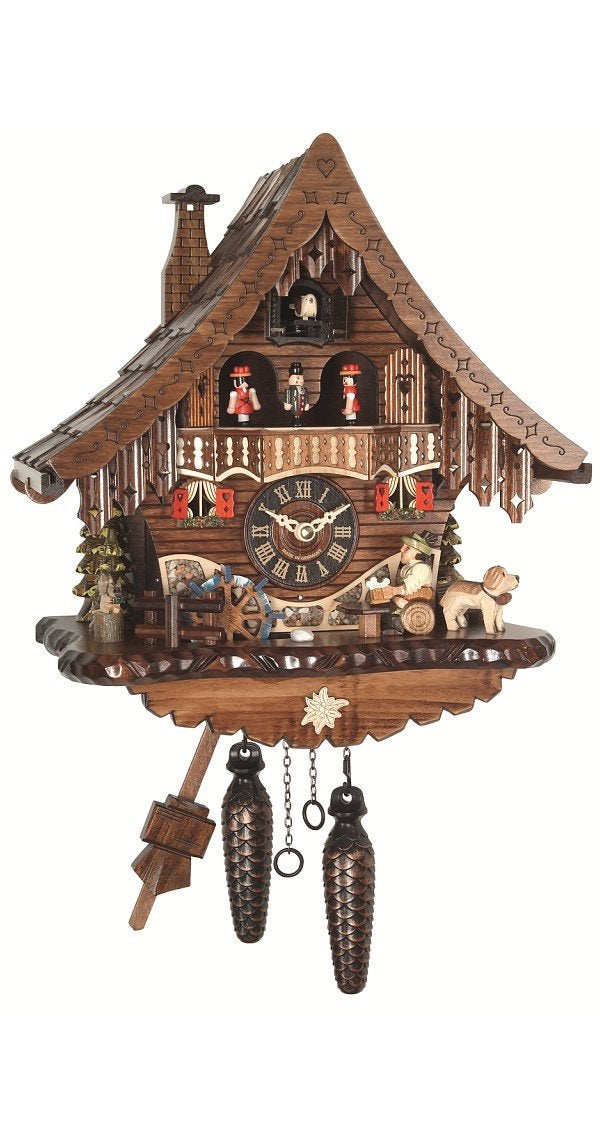 Engstler Quartz Cuckoo Clock Black Forest House with Moving Beer Drinker and Mill Wheel with Music EN 471 QMT - Image 2
