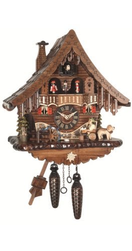 Engstler Quartz Cuckoo Clock Black Forest House with Moving Beer Drinker and Mill Wheel with Music EN 471 QMT - Image 1