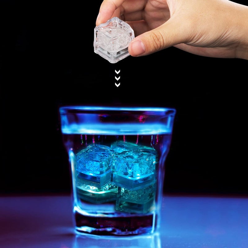 Nonley Light Up Ice Cubes for Drinks, 96 PCS Blue LED Ice Cubes Liquid Activated, Glow in The Dark Waterproof Ice Cubes for Home Bar Supplies Summer Party Wedding Decor  - Image 4