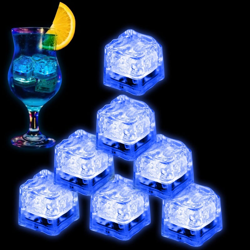 Nonley Light Up Ice Cubes for Drinks, 96 PCS Blue LED Ice Cubes Liquid Activated, Glow in The Dark Waterproof Ice Cubes for Home Bar Supplies Summer Party Wedding Decor  - Image 1