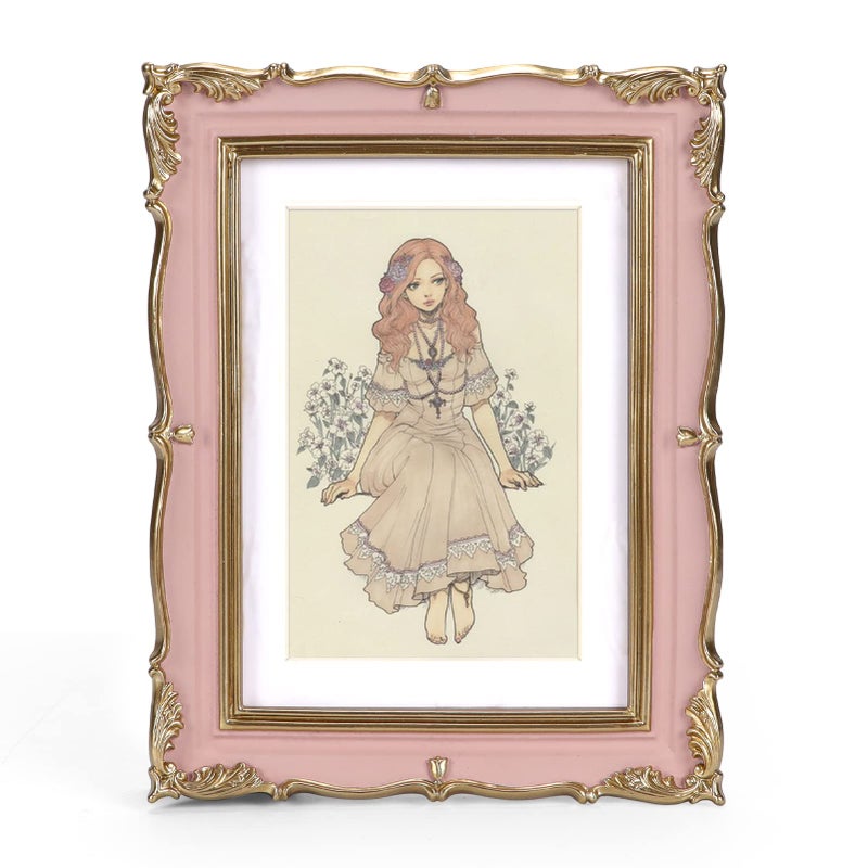 PHAREGE Vintage Picture Frame 5x7 Pink Gold  5 by 7 Ornate Decorative Antique Frame with Mat for 4x6 Photo  Fancy Matted Frame for Desktop or Wall  Horizontal or Vertical - Image 1