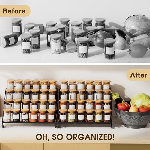Jolitac 4-Tier Spice Rack Organizer, Depth Adjustable Step Shelf, Metal Spice Rack Perfect for Cabinet, Countertop & Pantry Storage | Enhances Kitchen Visibility and Organization | 1 Pack - Image 4