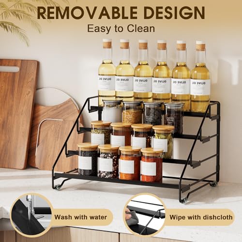 Jolitac 4-Tier Spice Rack Organizer, Depth Adjustable Step Shelf, Metal Spice Rack Perfect for Cabinet, Countertop & Pantry Storage | Enhances Kitchen Visibility and Organization | 1 Pack - Image 2