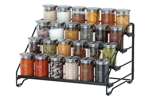 Jolitac 4-Tier Spice Rack Organizer, Depth Adjustable Step Shelf, Metal Spice Rack Perfect for Cabinet, Countertop & Pantry Storage | Enhances Kitchen Visibility and Organization | 1 Pack - Image 1