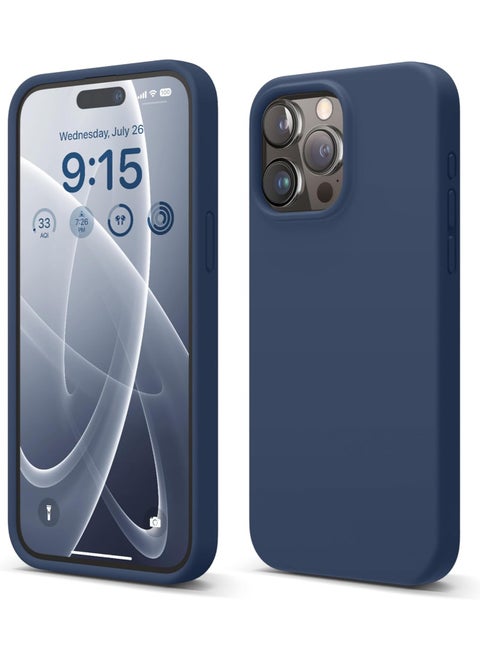 Iphone Silicone Case - Silky Soft Touch with Grade Drop Protection - Anti-Scratch Microfiber Lining - Shockproof Protective Phone Case Slim Thin Cover (Iphone 15 Pro, Navy blue)