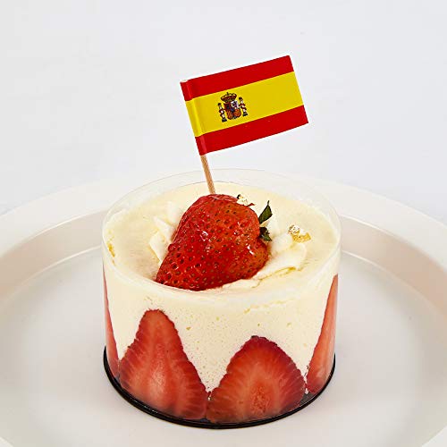 JAVD CYPS 100 Pcs Spain Flag Spanish Toothpick Flags, Small Mini Stick Cupcake Toppers Spanish Flags,Country Picks Party Decoration Celebration Cocktail Food Bar Cake Flags - Image 4