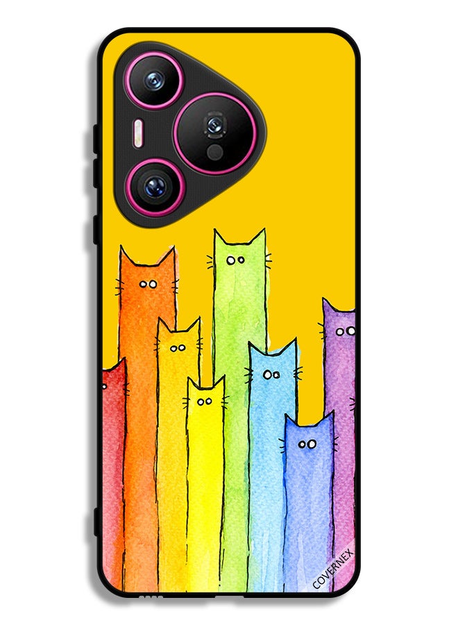 Covernex Huawei Pura 70 Protective Case Cover Cat Puppet Art - Image 1