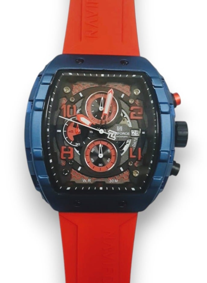 NAVIFORCE New NF8060 Men Watch Sport Wristwatch, Silicone Strap Quartz Clock - Image 1