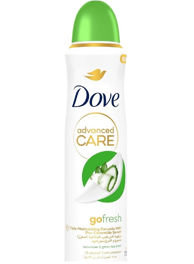 دوف بخاخ مزيل العرق ومضاد التعرق للنساء من أدفانسد كير برائحة الخيار مع سيروم برو سيراميد 150 مل - Image 1