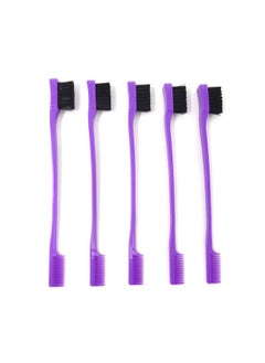 HONBAY Onbay 5Pcs Double Sided Edge Brushes 2 In 1 Edge Control Hair Brush Comb Combo (Purple)  - Image 1
