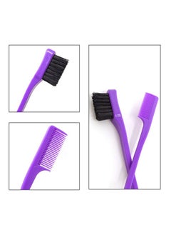 HONBAY Onbay 5Pcs Double Sided Edge Brushes 2 In 1 Edge Control Hair Brush Comb Combo (Purple)  - Image 5