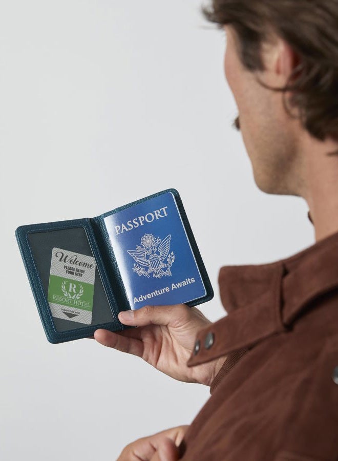 MEMBERS ONLY Debossed Passport Holder for Travel, RFID Passport Sleeve, Travel Document Wallet RFID Blocking, Blue, Blue - Image 3