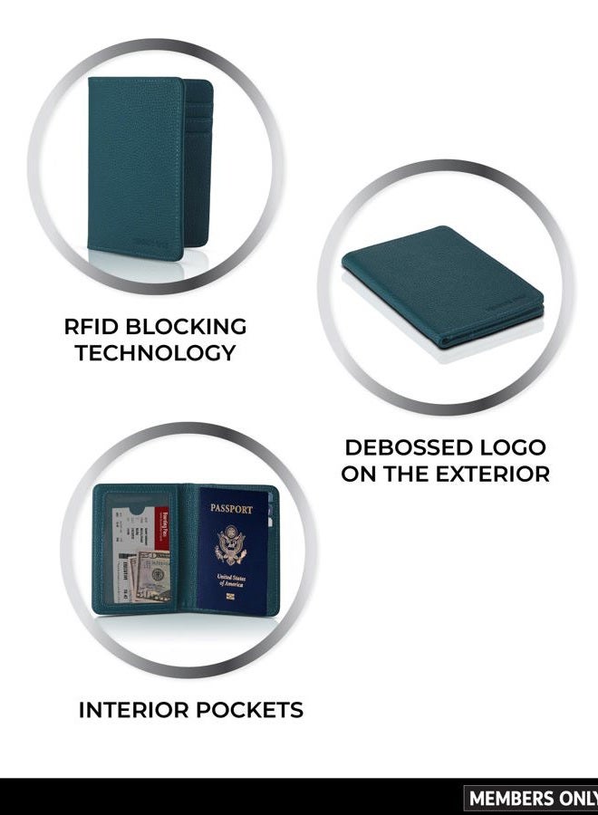 MEMBERS ONLY Debossed Passport Holder for Travel, RFID Passport Sleeve, Travel Document Wallet RFID Blocking, Blue, Blue - Image 4
