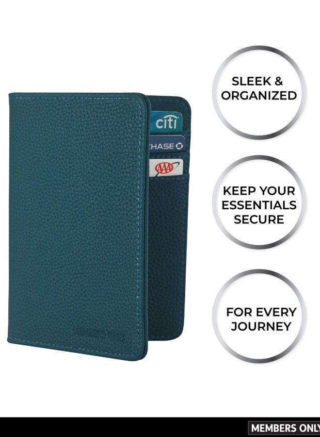 MEMBERS ONLY Debossed Passport Holder for Travel, RFID Passport Sleeve, Travel Document Wallet RFID Blocking, Blue, Blue - Image 5