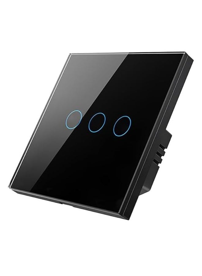TUYA MOES Tuya Smart WiFi Touch Light Switch – 3 Gang, Black | Smart Life App Control, Compatible, Capacitive Touch Panel, No Hub Required - Image 1