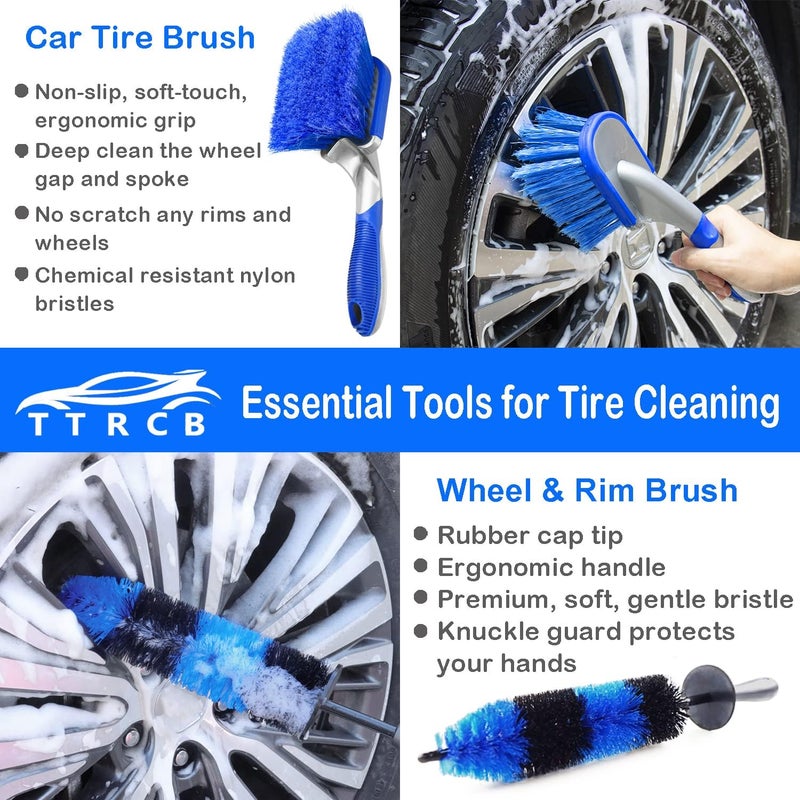 TTRCB 20Pcs Car Wheel Tire Detailing Brush Set,Car Detailing kit,Car Detailing Brushes,Auto Detailing Drill Brush Set,17" Long Handle Rim Wheel Brush,Tire Brush,Car Cleaning Kit for Wheels,Interior,Exterior - Image 2