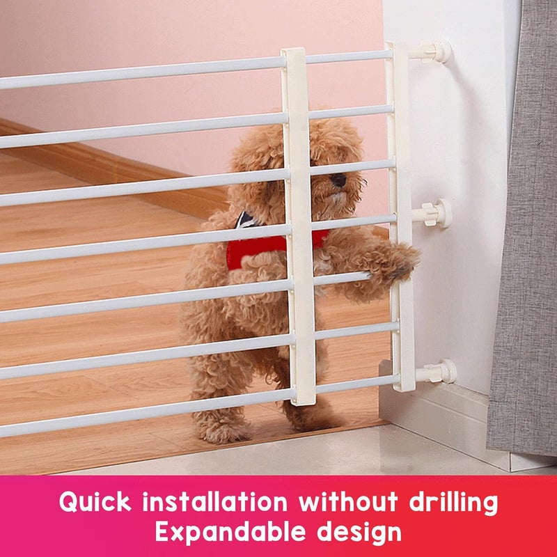 Luocute Short Pet Gate, Adjustable Expandable Low Profile Dog Gate with Auto Close Locking Door for Indoor Doorways Stairs Windows Kitchens, Easy Installation No Drilling (White M) - Image 2