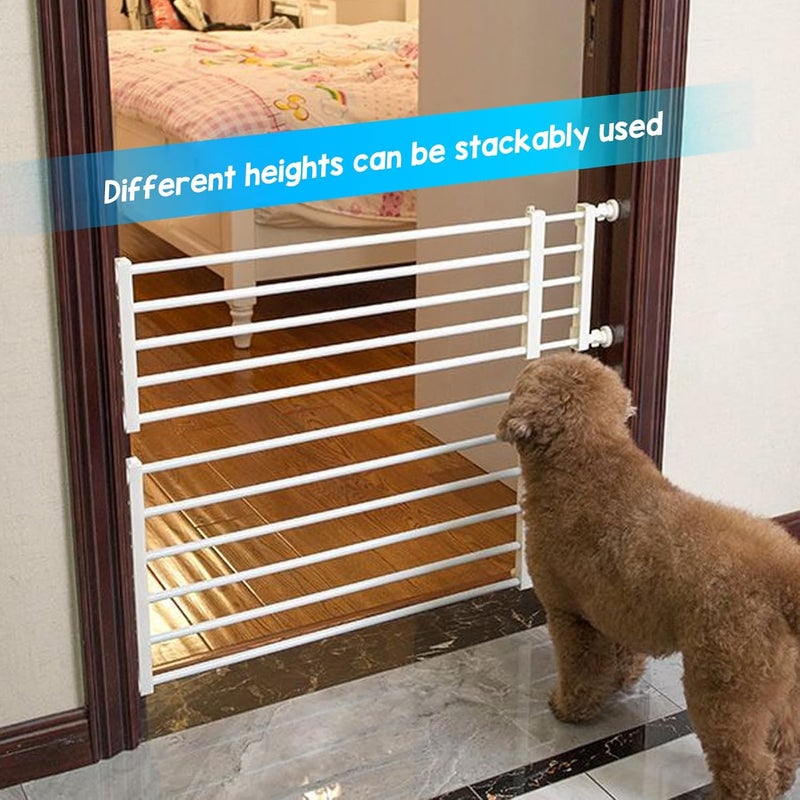 Luocute Short Pet Gate, Adjustable Expandable Low Profile Dog Gate with Auto Close Locking Door for Indoor Doorways Stairs Windows Kitchens, Easy Installation No Drilling (White M) - Image 3