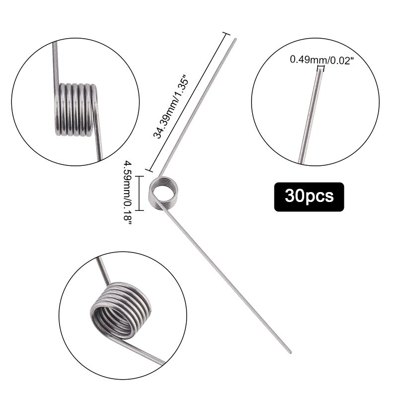 Generic BENECREAT Pack of 30 Small Stainless Steel Torsion Springs, Mechanical Torsion Springs with 0.2 mm Wire Diameter for DIY Woodworking, Furniture, Repair Project  - Image 2