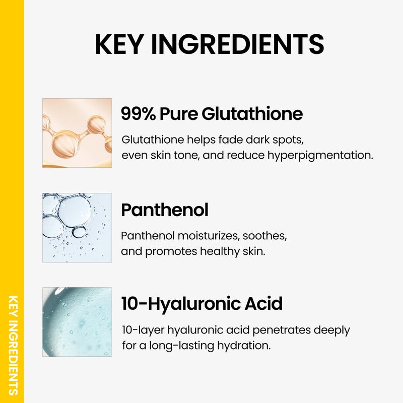 ONGREDIENTS Skin Barrier Glow Serum, 99% Pure Glutathione, Panthenol, Hyaluronic Acid, Glass Skin, Dark Spot, Uneven Skin Tone, Soothing, Dry and Sensitive Skin, Korean Skin Care, 1.69 fl. oz. / 50ml - Image 3