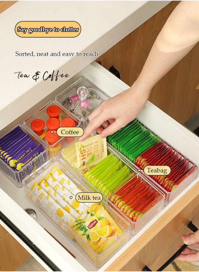DUNISO Double Layer Tea Bag Organizer Storage Box, plastic tea bag rack, transparent desktop storage box, coffee storage box， dust proof, suitable for home, restaurant, and office use，23.2*9.5*17cm  - Image 5