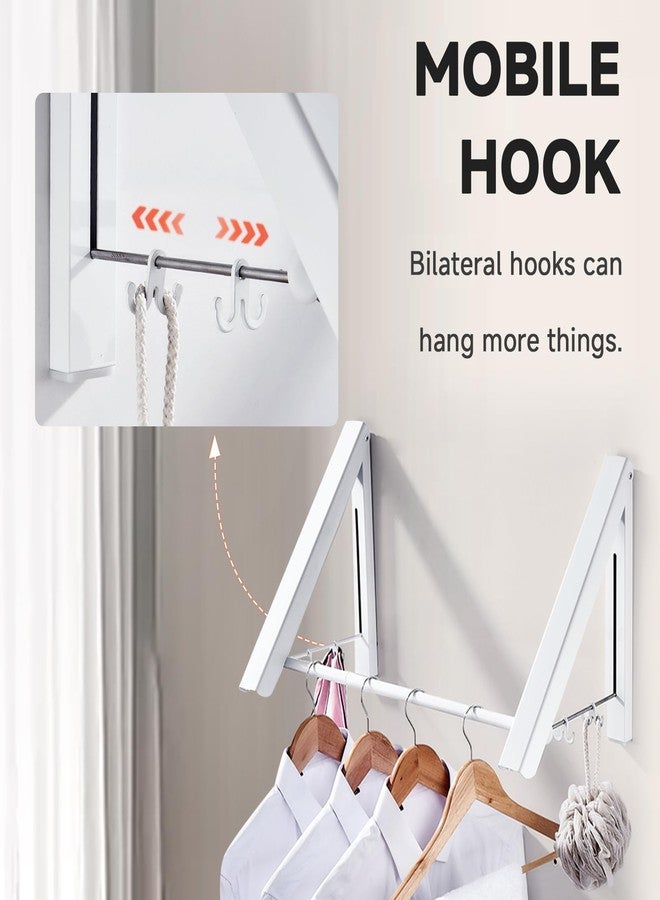 HOHOWU Retractable Clothes Drying Rack with 31 in Rod,Space Saver Wall-Mounted Retractable & Foldable Clothes Hanger for Laundry Room,Bedroom,Closet Storage Organization (2pcs, White) - Image 5