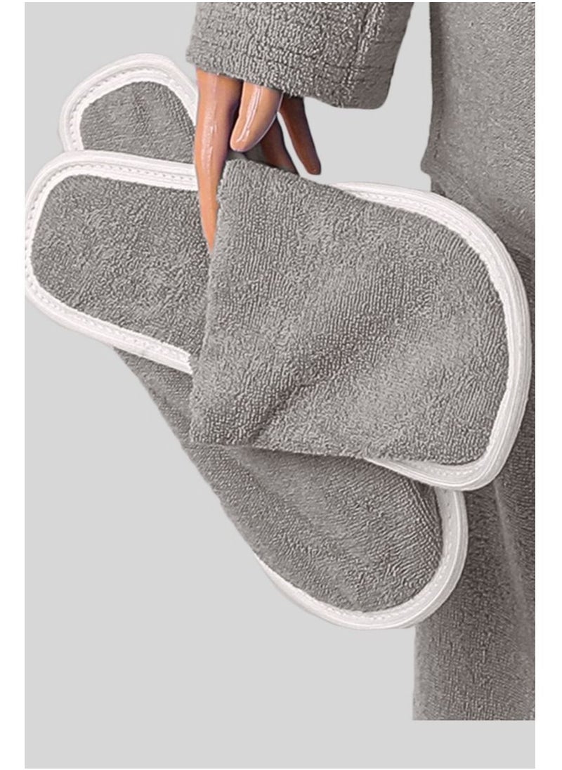 Egyptian Soft Cotton Bathrobe With An Elegant Design With A Pocket And A Waist Belt Grey Color Multi Sizes