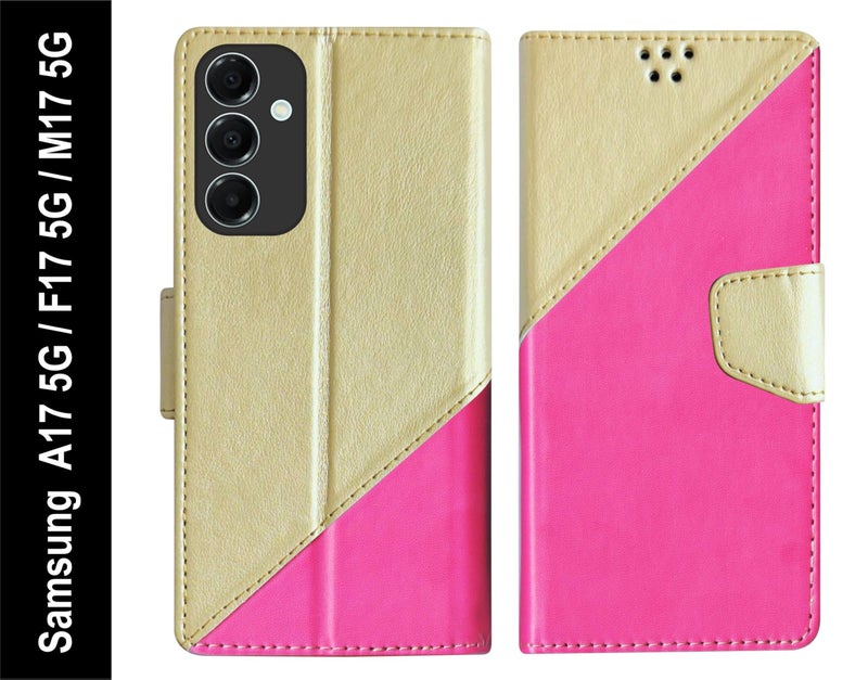 SBMS Flip Cover for Samsung Galaxy A17 5G / Samsung F17 5G / Samsung M17 5G Back Cover Case with Magnatic Closure | Inbuilt Stand | Card & Money Pocket (MultiPink) - Image 2