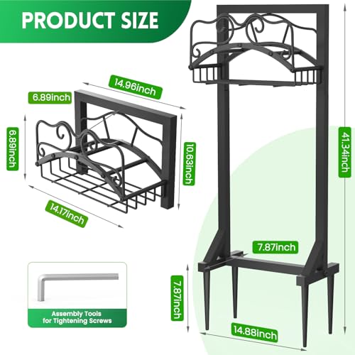 X-PREK Garden Hose Holder Heavy Duty Metal Water Hose Holder with 4 Spikes Outdoor Freestanding Hose Hanger Detachable Sturdy Hose Stand Holds 150feet Hose Garden Hose Storage Rack for Outside Yard Lawn - Image 3
