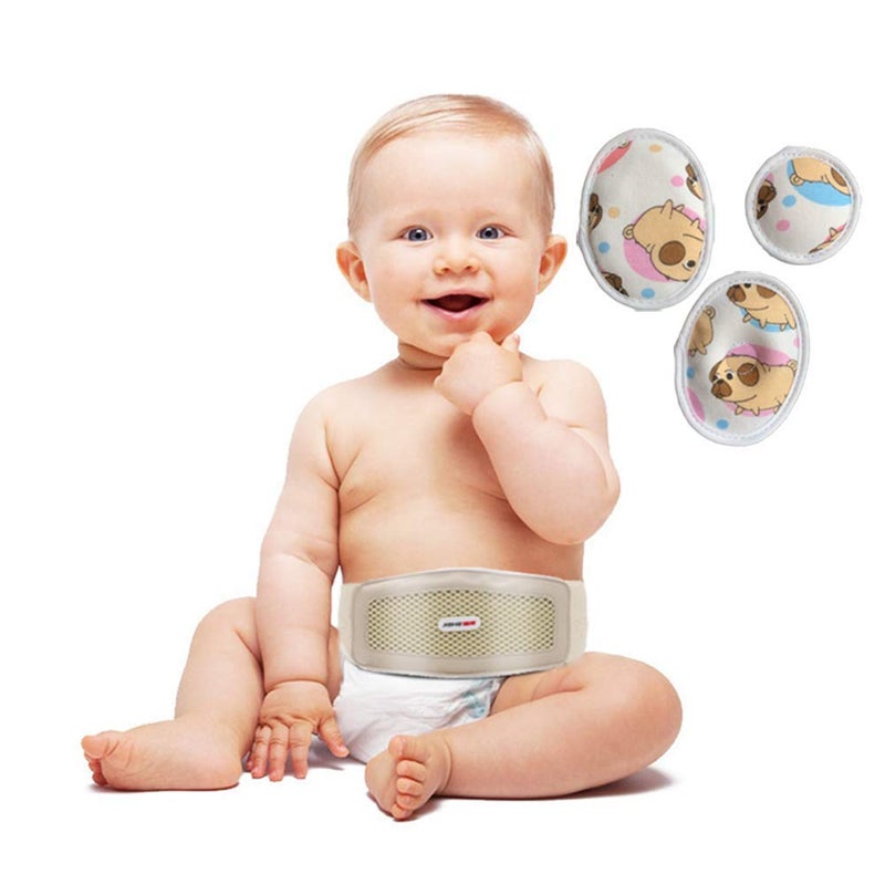 BOJEE Baby Hernia Belt Belly Button Band Umbilical Truss Newborn Belly Band Button Wrap Baby Adjustable Navel Band Abdominal Binder for Children Medium (Grey) - Image 1