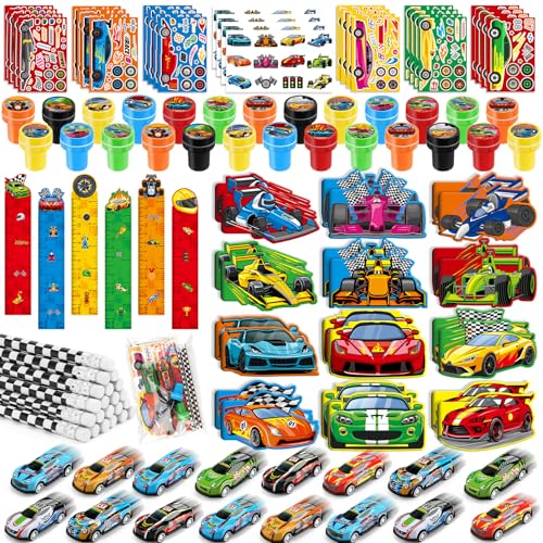 BenLouis 96Pcs Race Car Party Favors Racing Theme School Stationery Set Bulk for Kids Fast Racecar Wheel Birthday Party Goodie Bag Stuffers Classroom Gifts Rewards Pinata Filler - Image 1