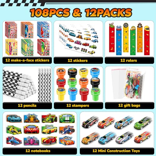 BenLouis 96Pcs Race Car Party Favors Racing Theme School Stationery Set Bulk for Kids Fast Racecar Wheel Birthday Party Goodie Bag Stuffers Classroom Gifts Rewards Pinata Filler - Image 5