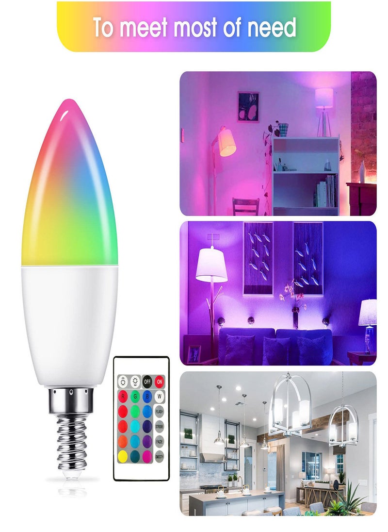Color Changing Light Bulb, 17Colors E12 Candelabra Led Light Bulb, 3W 350LM Multicolor Led Bulb with Remote Control, 4 Modes LED Light Bulbs for Home/Decoration/Party/KTV Mood Lighting (2 Pack)