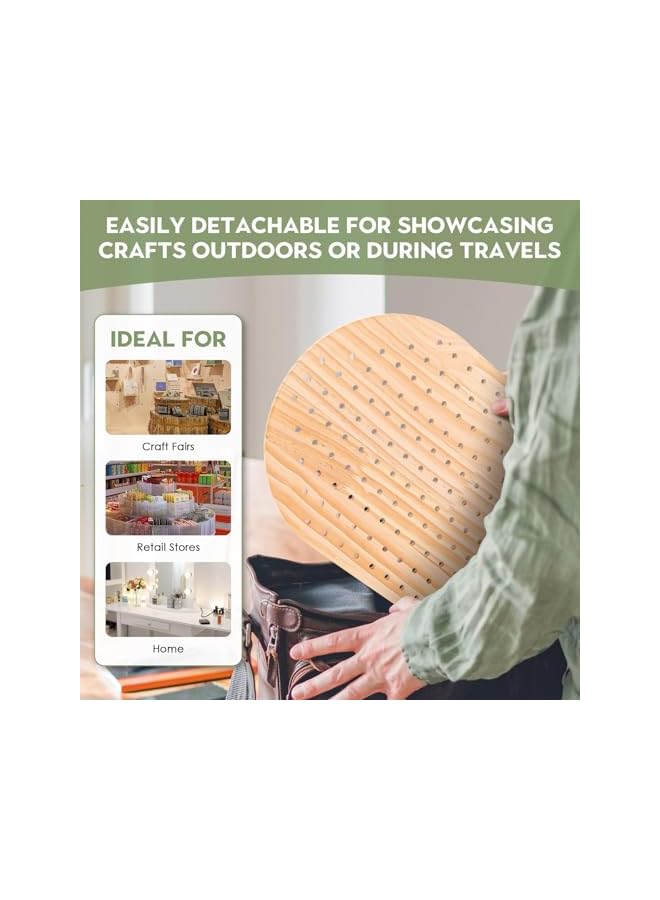 The Bros حامل عرض بيغ بورد بيضاوي خشبي مع 25 قضيب خشبي - منظم للمجوهرات، وسلاسل المفاتيح، والقلائد للمعارض الحرفية، وفعاليات البائعين، وعروض البيع - Image 4