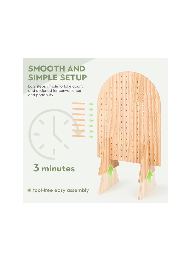 The Bros حامل عرض بيغ بورد بيضاوي خشبي مع 25 قضيب خشبي - منظم للمجوهرات، وسلاسل المفاتيح، والقلائد للمعارض الحرفية، وفعاليات البائعين، وعروض البيع - Image 5