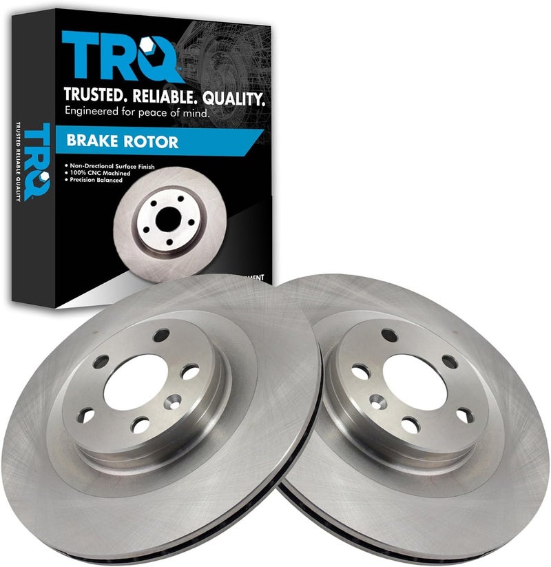 TRQ Rear Brake Rotors Set Vented Compatible with 2019-2020 Volvo S60 2017-2020 S90 V60 2020 V60 Cross Country 2018-2020 V90 V90 Cross Country XC60 2016-2020 XC90 - Image 1