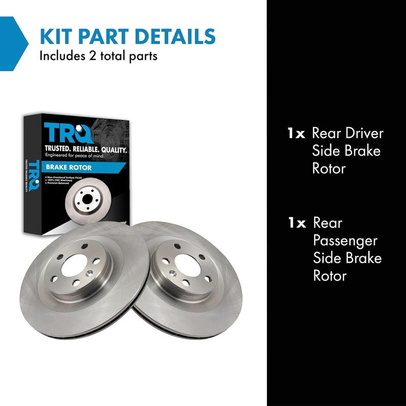 TRQ Rear Brake Rotors Set Vented Compatible with 2019-2020 Volvo S60 2017-2020 S90 V60 2020 V60 Cross Country 2018-2020 V90 V90 Cross Country XC60 2016-2020 XC90 - Image 2