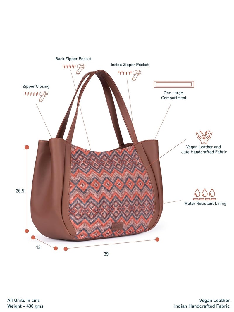 ZOUK حقائب لونا النسائية المصنوعة يدويًا من الجلد النباتي من الجوت - Image 3